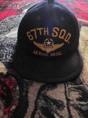 Polo by Ralph Lauren Black Cap with Gold 67TH SQD Aerial Rescue Embroidery